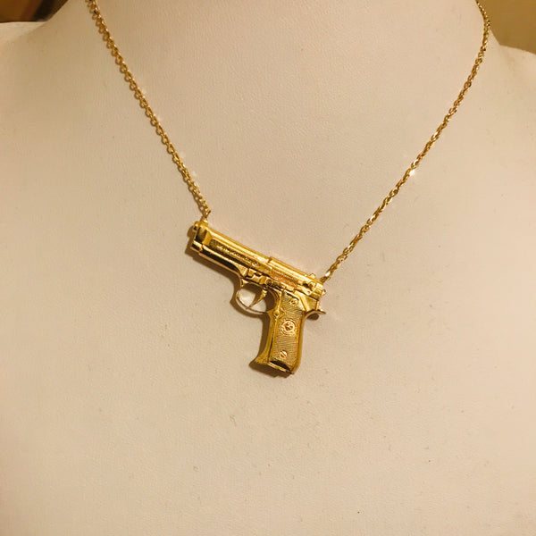 Gun Pendant Necklace – x large / Plain Finish