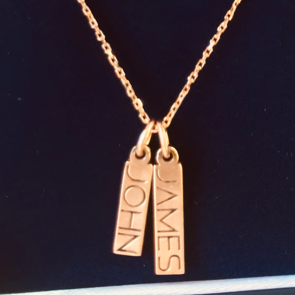 Neckalces with names bars