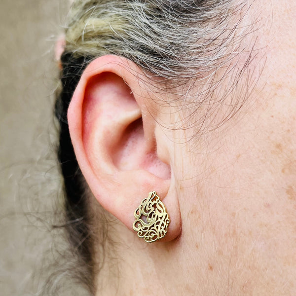Tear shaped Arabic Calligraphy Earrings