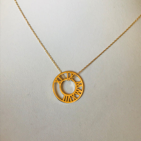 Custom Roman Numerals Necklace – Round Design