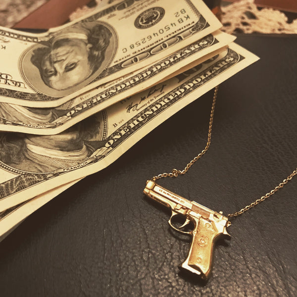 Gun Pendant Necklace – x large / Plain Finish