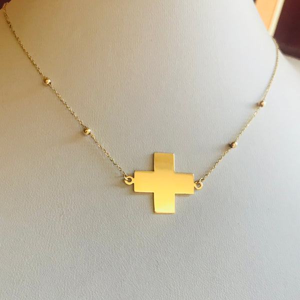 Bold Sphere Cross Necklace