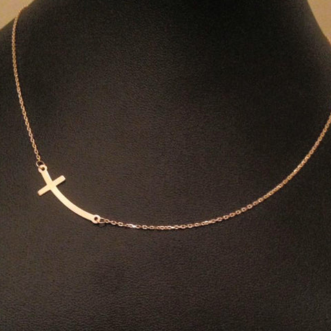 Curved Cross Necklace