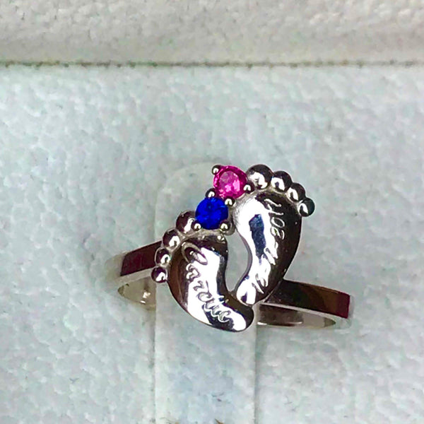 Baby Feet with Birthstone Ring