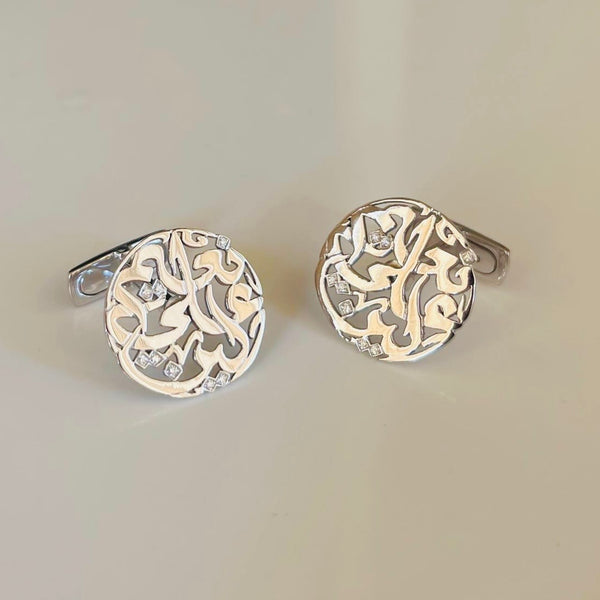 Arabic Calligraphy Cufflinks with diamonds