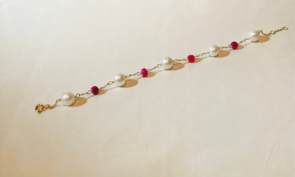 Pearl Bracelet with Rubies