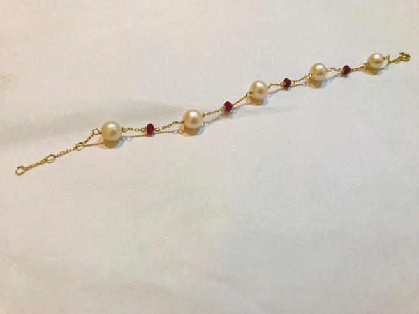 Pearl Bracelet with Rubies