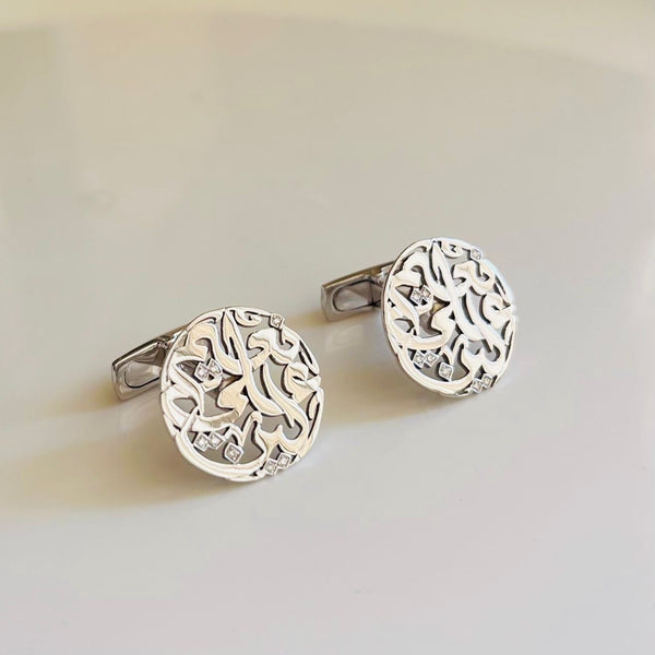Arabic Calligraphy Cufflinks with diamonds