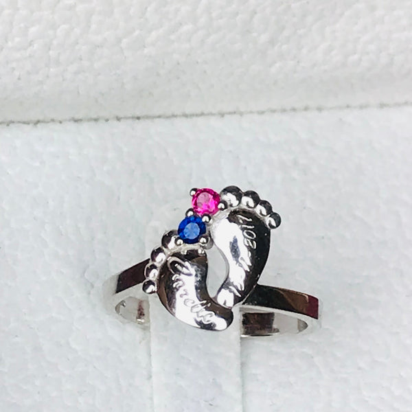 Baby Feet with Birthstone Ring