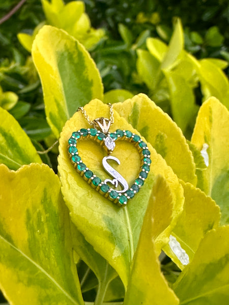 Emerald Heart with initials