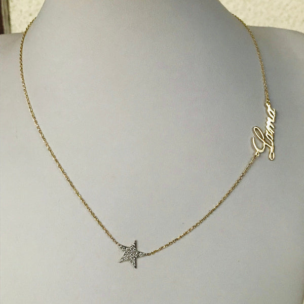 Star Name Necklace with Diamonds