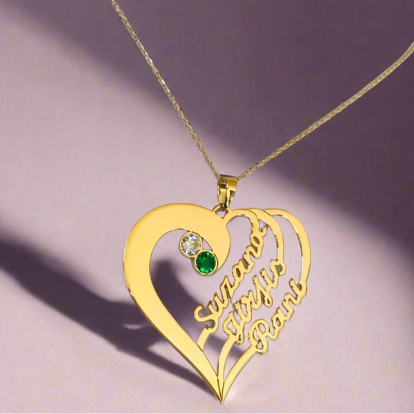 Personalised heart with 3 names