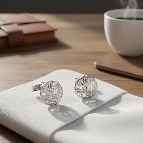 Arabic Calligraphy Cufflinks with diamonds