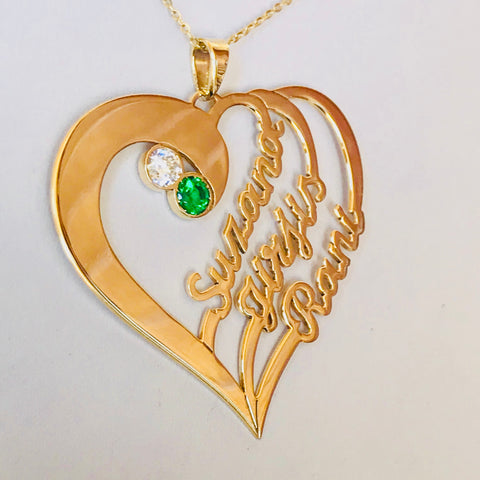 Personalised heart with 3 names