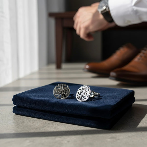 Arabic Calligraphy Cufflinks with diamonds
