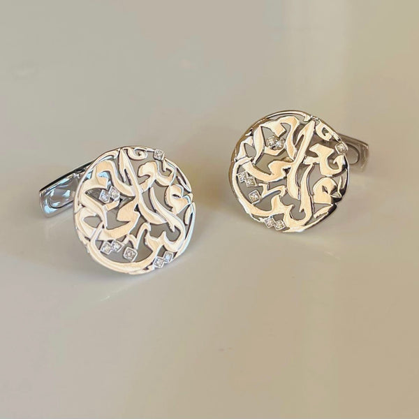 Arabic Calligraphy Cufflinks with diamonds