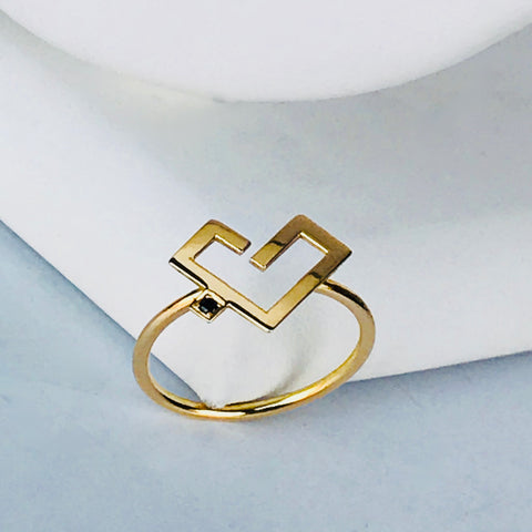 Heart Shaped Arabic Calligraphy Ring حب