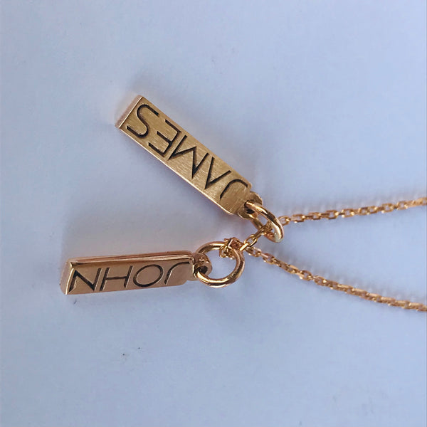 Custom Vertical Bar Name Necklace - 18k Gold⁠