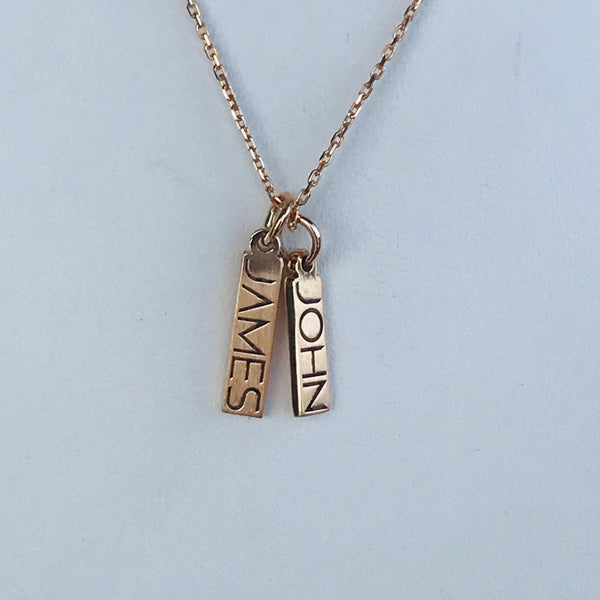 Custom Vertical Bar Name Necklace - 18k Gold⁠