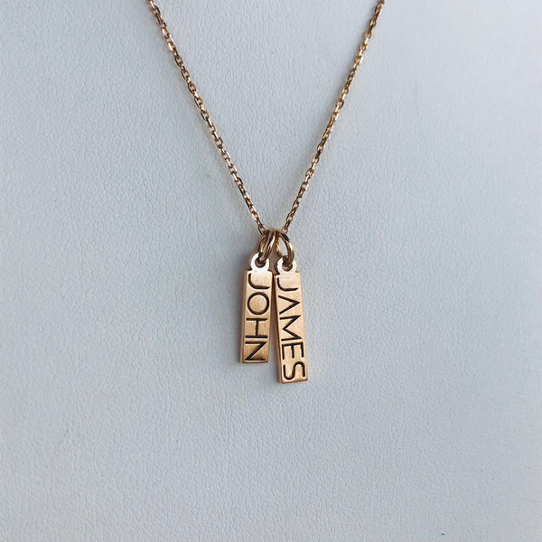 Custom Vertical Bar Name Necklace - 18k Gold⁠