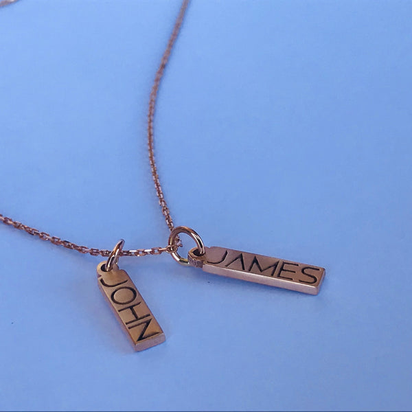 Custom Vertical Bar Name Necklace - 18k Gold⁠