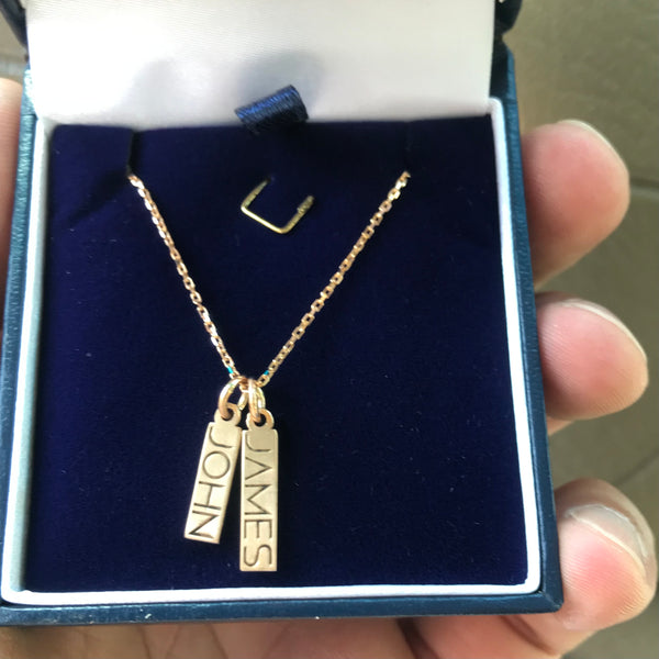 Custom Vertical Bar Name Necklace - 18k Gold⁠