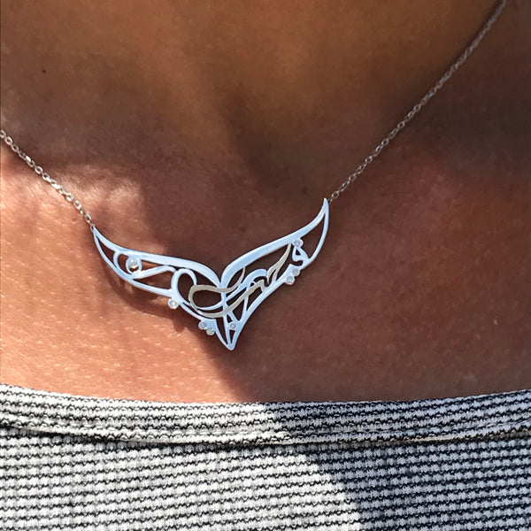 Arabic Calligraphy Wings Necklace - Customised Piece