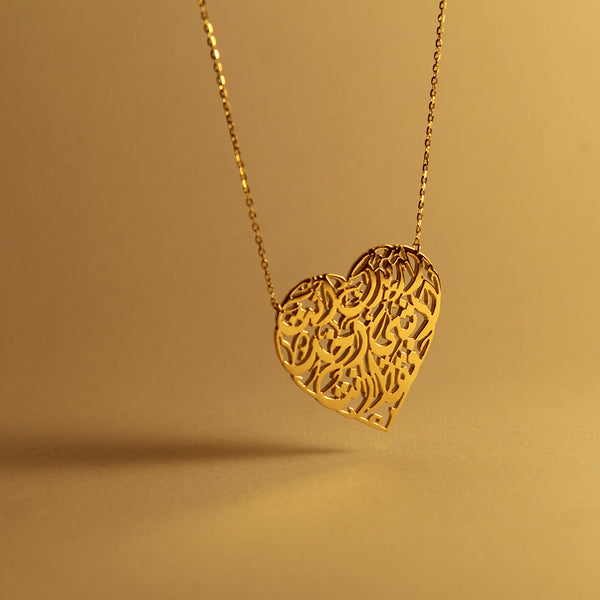 Heart necklace with Calligraphy