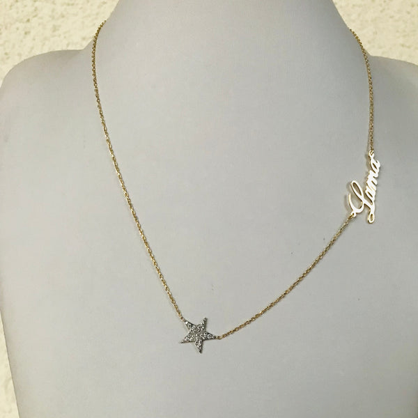 Star Name Necklace with Diamonds