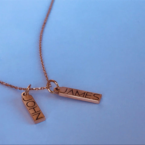 Neckalces with names bars