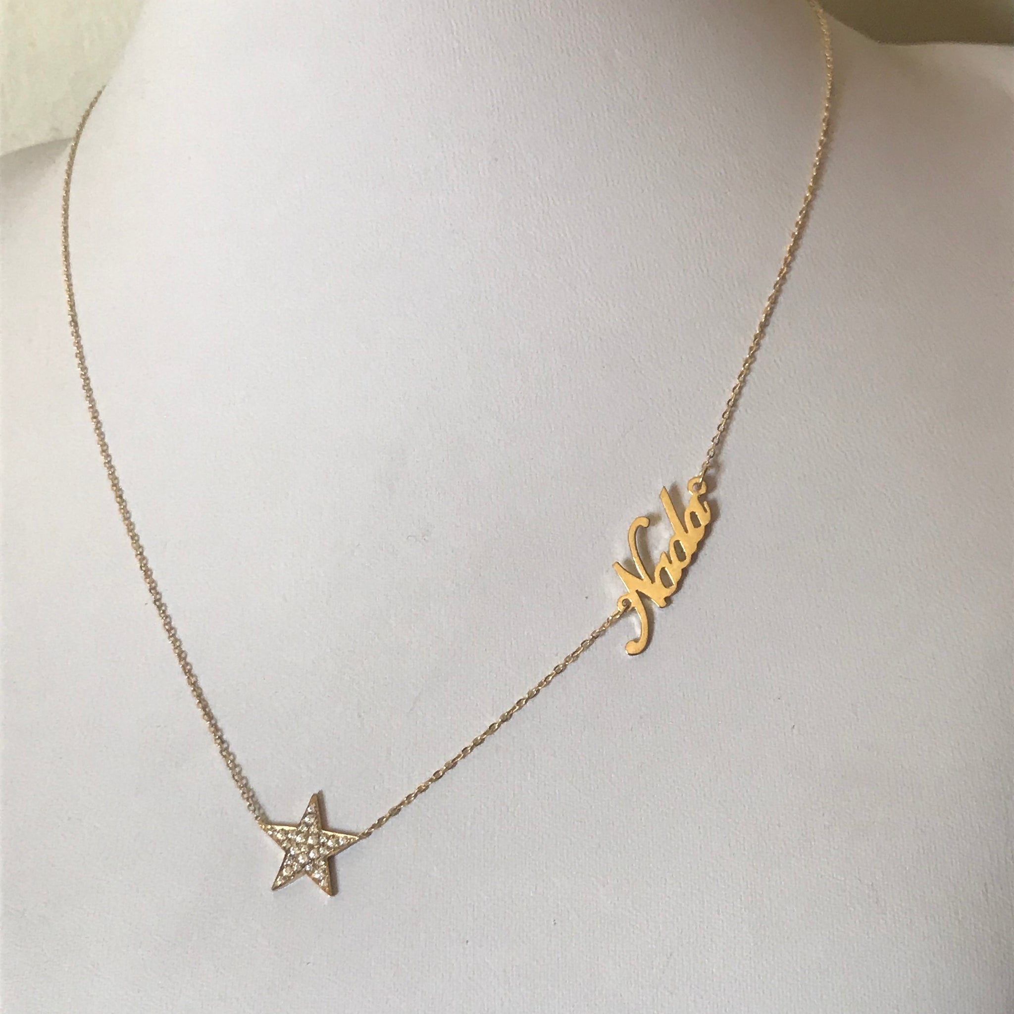 Star Name Necklace with Diamonds