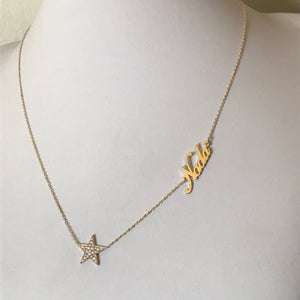 Star Name Necklace with Diamonds
