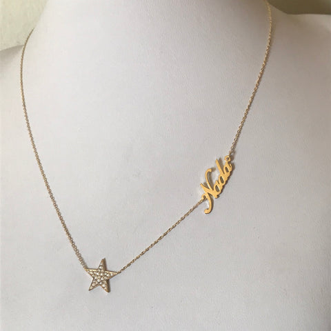 Star Name Necklace with Diamonds