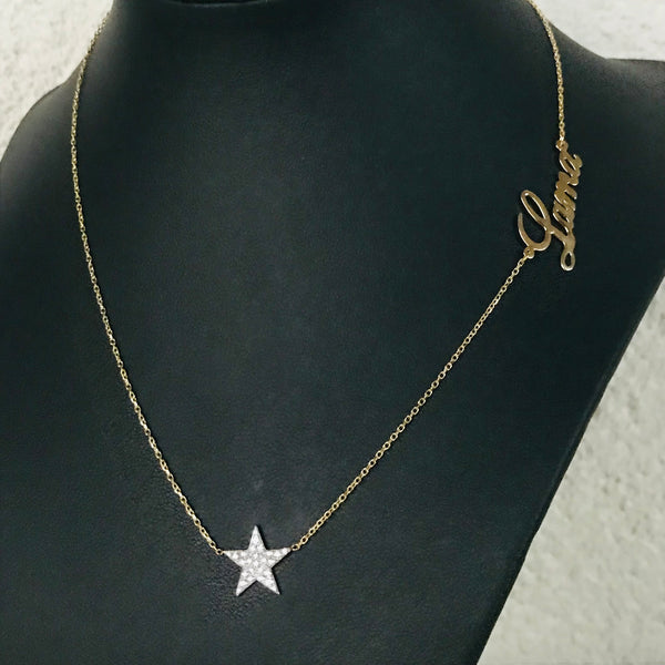 Star Name Necklace with Diamonds