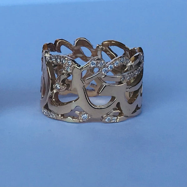 Arabic Calligraphy Ring Diamonds on Diacritic Dots