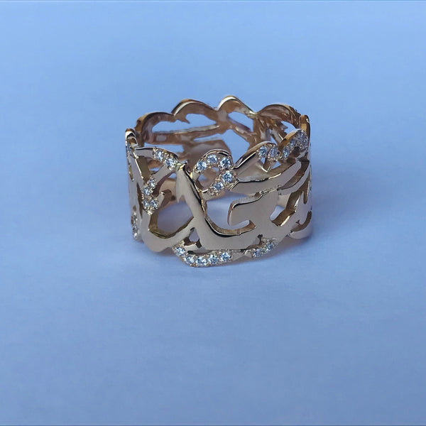 Arabic Calligraphy Ring Diamonds on Diacritic Dots